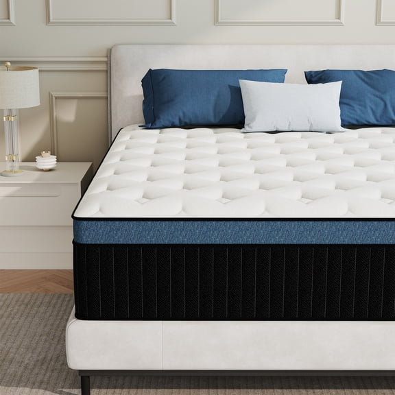 Mulinature 12 Inch Queen Size Mattress, Cooling Gel Memory Foam Mattress in a Box, Individual Pocket Spring Hybrid Mattress with Pressure Relief & Motion Isolation, Medium-Firm