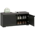 thumbnail image 1 of HOMCOM Shoe Bench with Storage, Padded Shoe Organizer, 8 Pairs, Black, 1 of 10
