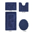 thumbnail image 2 of Better Trends Bathroom Rugs 4 Piece Set 100% Cotton Soft Seat Covers, Water Absorbent, Reversible, Machine Washable for Bathroom Decor Toilet Base Contour, Lid Cover Navy Lux Collection, 2 of 4