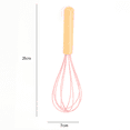 thumbnail image 2 of wooden handle silicone household egg beater silicone wire manual handle egg beater baking toolpink, 2 of 5