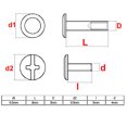 thumbnail image 3 of Tornillos de sujeción con cabeza Phillips niquelados M4x8mm, tuercas de barril, 15 piezas, 3 of 4