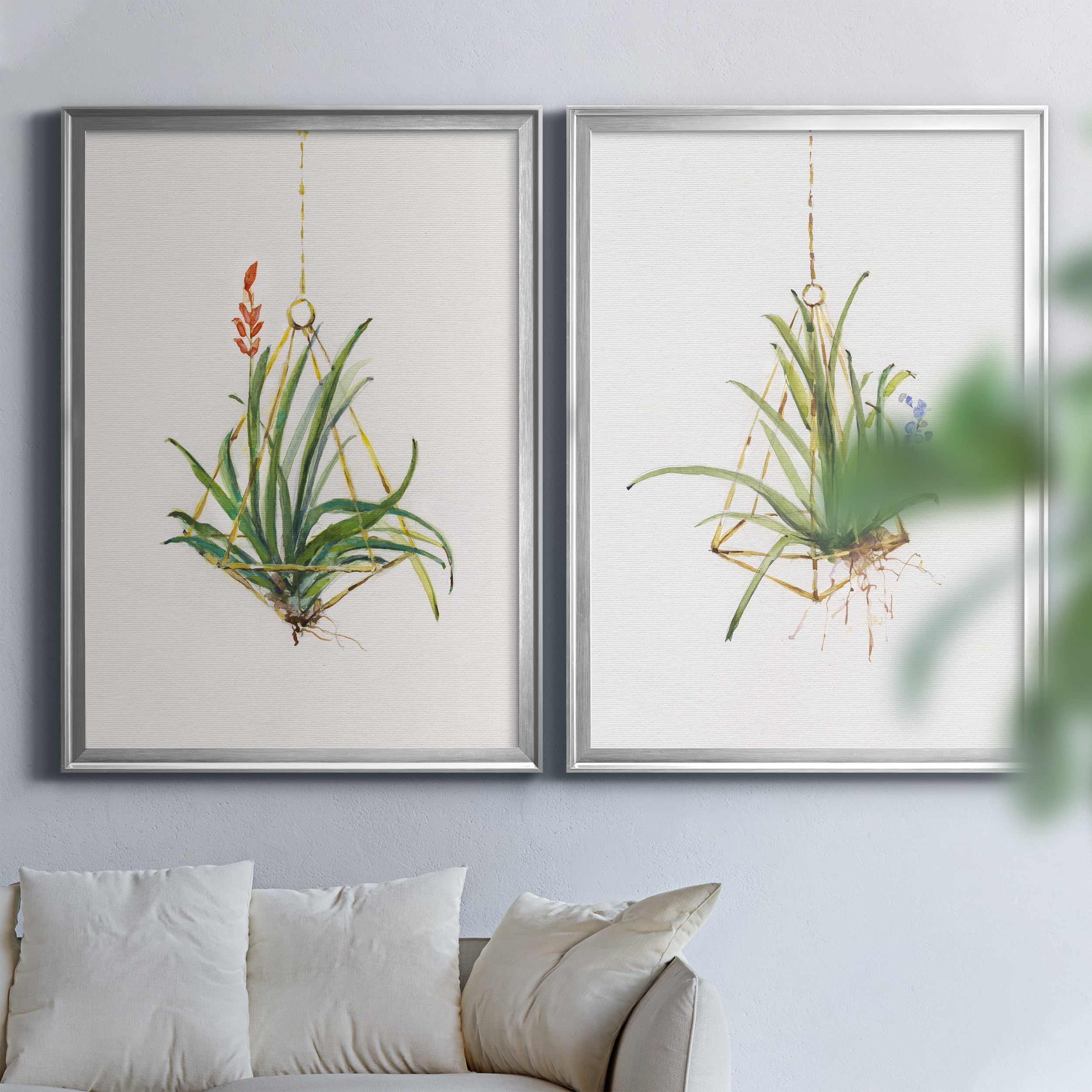 2 Piece Set Gardenaire I Premium Framed Canvas - Ready to Hang - 26.5 x 36.5 Each - Silver Frame