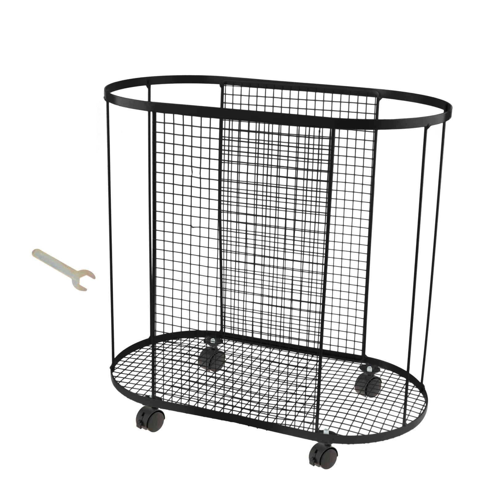 Dualoai Yoga Mat Storage Rack Basket, Workout Equipment Home Gym Storage Rack with Wheels for Dumbbell Kettlebells Resistance Bands Black