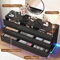 thumbnail image 5 of ANPOO 63" W High Gloss Black Dresser for Bedroom w/ LED Light & Power Outlet, Large Floating 9 Drawer Dresser w/ Handle Free, Long Modern Storage Chest of Drawer for Bedroom, 5 of 10