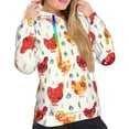 thumbnail image 5 of Yiaed Colorful Flower Chickens Print Womens Casual Hoodies Crew Neck Long Sleeve Sweatshirts With Pocket Pullover Tops Women's Hooded Sweatshirt-Small, 5 of 5