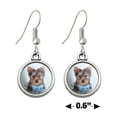 thumbnail image 4 of Yorkie Yorkshire Terrier Puppy Dog Blue Bow Tie Novelty Dangling Drop Charm Earrings, 4 of 5