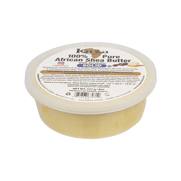 Kuza 100 Pure African Shea Butter with Borututu, Yellow, Solid, 8 Oz.