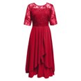 thumbnail image 4 of HNMKIU Plus Size Floral Print Chiffon Dress Short Sleeve Loose Fit for Evening and Daily Dresses for Women Red,S, 4 of 5