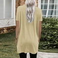 thumbnail image 4 of Pxiakgy t shirts for women Womens Summer Casual Solid Loose Pullover Crewneck Shirts Short Sleeve Tunic Tops Blouse With Pockets Womens t shirts Khaki + M, 4 of 6