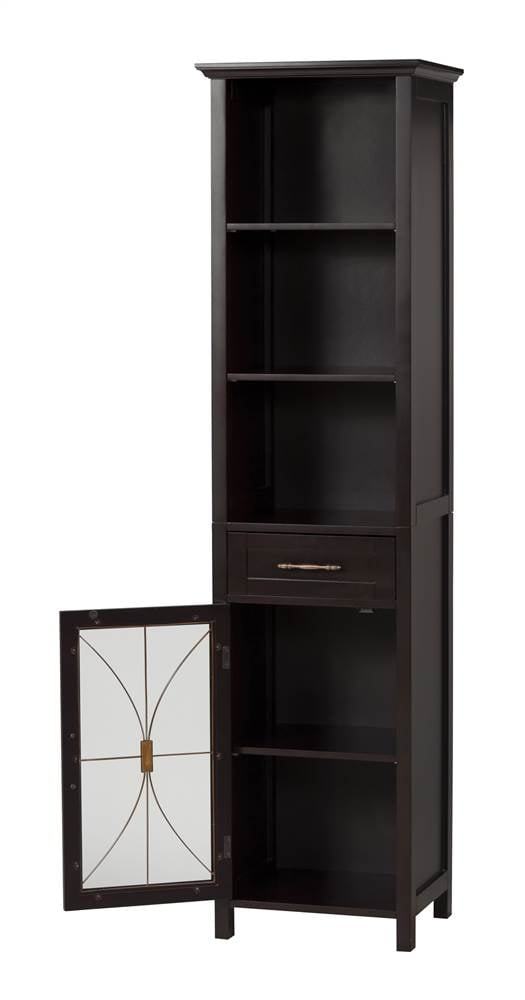 elegant home fashions delaney 65" 1-door linen cabinet in dark
