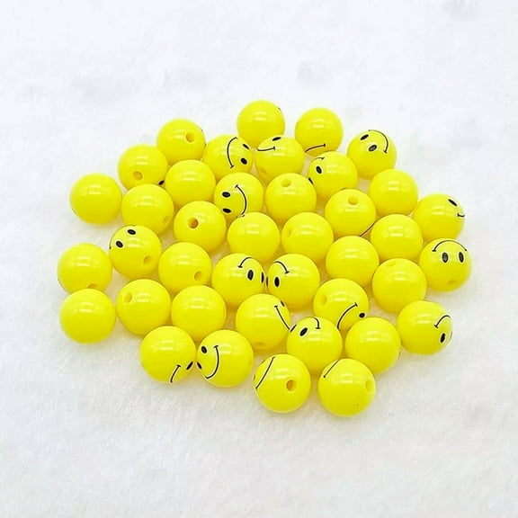 U8MO 20 Smiley Face Beads Yellow Happy FaceJewelry Supplies Emoji Jewelry 8mm *