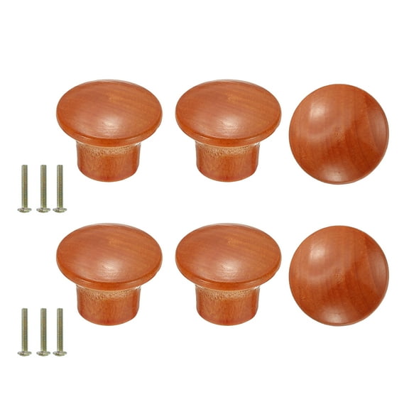 6 Pack Drawer Knobs, Round Dresser Pulls, Decorative Drawer Knobs with Screw, Reddish Brown