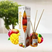 Mango / Black Natural 110 ml Bamboo Scented Sticks Reed Diffuser with Scented Sticks and Natural Essential Oil - Home - Office Fitness Club - Best for Aromatherapy - Spa