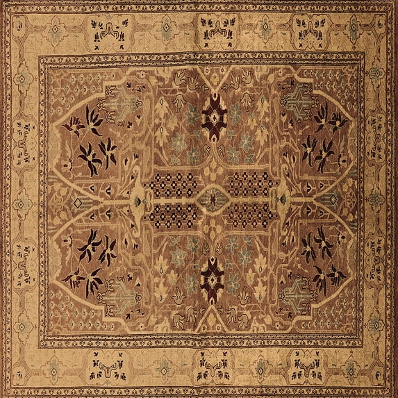 Ahgly Company Indoor Square Oriental Brown Traditional Area Rugs, 6' Square
