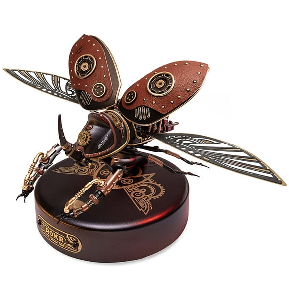 ROKR Casse-Tête 3D Rhinocéros Scarabée Bricolage Articulé Mechanic Organism Series Design Steampunk Jouets Amusants pour Enfants Kit de Modèle pour Enfant