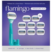 Flamingo by Harry's Moisture Plus Razor Set 9 Cartridges + 1 Handle