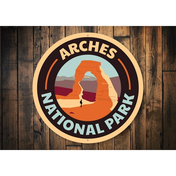 Arches National Park Novelty Sign, Metal Wall Decor - 12" Round