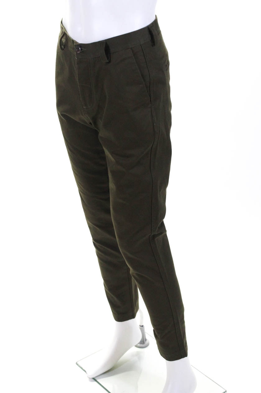 Horns Mens Tokyo Straight Leg Pants Olive Green Size 36 Wings