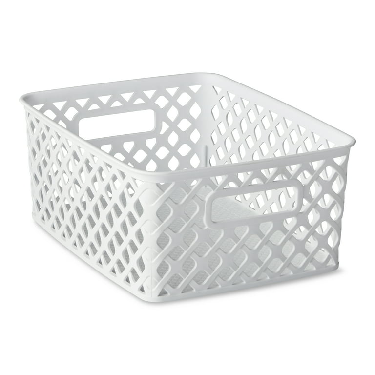 Mainstays Large Decorative Plastic Mesh Basket, 4 Pack, White 