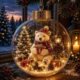 thumbnail image 4 of Clear Glass Christmas Ornament Ball with Teddy Bear, Mini Christmas Tree Scene Inside, Gold Crown Hanging Tree Decoration, 3.2x3.2 Inch, 1 Count, 4 of 7