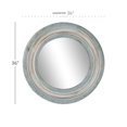 thumbnail image 4 of DecMode 36" x 36" Blue Distressed Carved Floral Wall Mirror with Gold and Beige Accents, 4 of 13