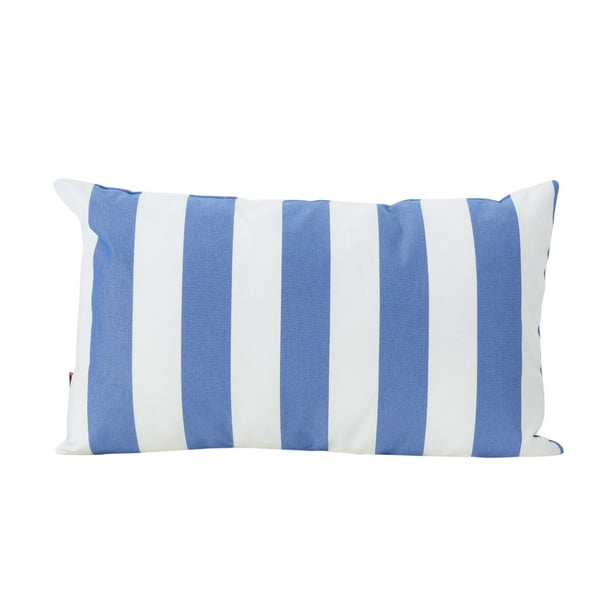 18 5 Royal Blue And White Striped Rectangular Outdoor Throw Pillow Walmart Com Walmart Com