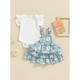 thumbnail image 3 of vera natura Baby Girls Spring Outfits Short Sleeve Romper + Floral Suspender Skirt + Headband Set  3 Piece Clothes, 3 of 8