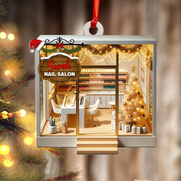 Personalized Nail Salon Ornament, Nail Polish Bag Christmas Ornament, Gifts for Nail Technician, Beauty Ornaments for Women, Nail Tech Gifts, Nail Salon Ornament Décor (1, NS4) - 2665