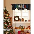 thumbnail image 4 of Plaid Christmas Tie Up Valances Curtain, Cow Leopard Check Xmas Wood Grain Adjustable Rod Pocket Short Window Treatment Tie Up Curtains Valances for Kitchen Living Room Bathroom 42x18 Inches, 4 of 9