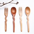 thumbnail image 6 of Norbi Natural Wooden Spoons Forks Portable Travel Dinnerware Tableware Restaurant Dessert Flatware Home Kitchen Table Utensil #A, 6 of 6