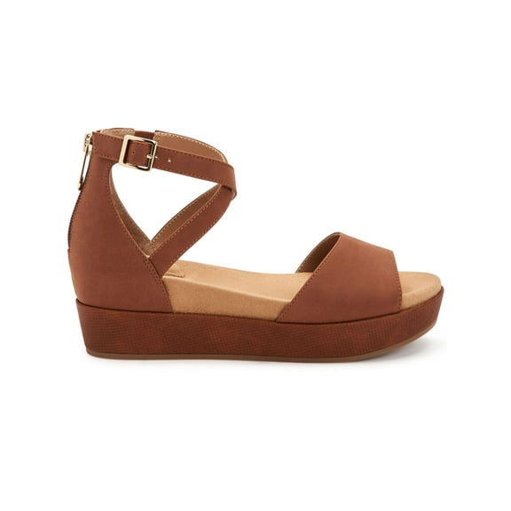 GIANI BERNINI Womens Brown Strappy Comfort Memory Foam 1/2" Platform Cushioned Adjustable Ellenaa Round Toe Wedge Buckle Sandals Shoes 11 M