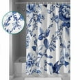 thumbnail image 4 of Vintage Dark Shower Curtain, 72" x 72", Blue Flowers Leaf Hummingbird Rustic Waterproof Bathroom Curtain Washable Shower Curtain Set with 12 Hooks, 4 of 6