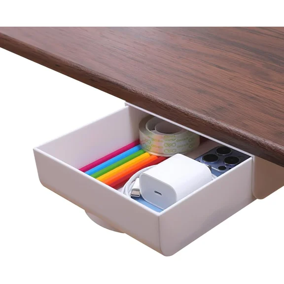 Under Desk Drawer Self-Adhesive Hidden Desktop Organizer, Attachable Desk