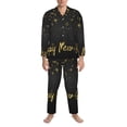 thumbnail image 3 of Balery Happy New Year Pijama para Hombre de Dos Piezas con Manga Larga, Conjunto de Dormir y Descanso Suave con Bolsillos-Large, 3 of 7