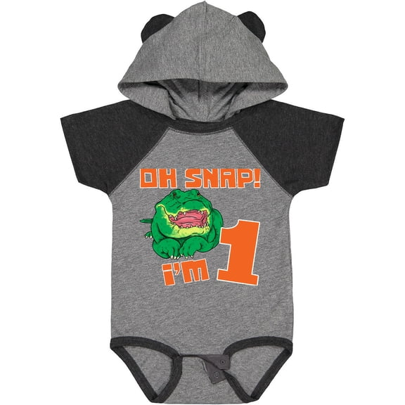 Inktastic Oh Snap I'm 1 Cute Green Alligator Boys or Girls Baby Bodysuit