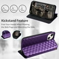 thumbnail image 5 of Flip Wallet Case for iPhone 12 Pro / 12, Plating PU Leather with RFID Blocking Credit Card & Cash Slot Kickstand Magnetic Closure Full Protective Phone Cover Women Men for iPhone 12 Pro / 12, Purple, 5 of 8
