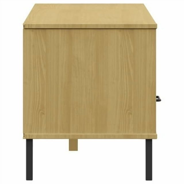 vidaXL TV Cabinet with Metal Legs Brown Solid Wood Pine OSLO