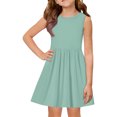thumbnail image 2 of LTTVQM Dress for Girls Casual Solid Color Sundress Lightweight Sleeveless Midi Dress Holiday Crewneck 2026 Summer Dress Light Green 5-6 Years, 2 of 5