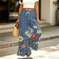 thumbnail image 5 of Sewkxo Wide Leg Pants Women 2026 Summer Floral Print Boho Palazzo Pants High Waist Lounge Trousers with Pockets,Red L, 5 of 6