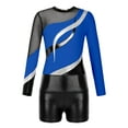 thumbnail image 3 of YiZYiF Kids Girls Tumble Long Sleeve Patchwork Gymnastics Leotard with Shorts 2-piece Dance Sports Outfit Royal Blue 8, 3 of 7