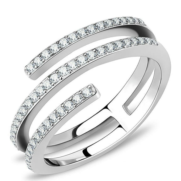 Open Eternity Triple Row Diamond Band Ring 1.9 Ct Diamond 14K White Gold Over