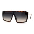 thumbnail image 3 of Retro Flat Top Shield Oversize Half Rim Rimless Sunglasses Tortoise Gold Black Brown, 3 of 4