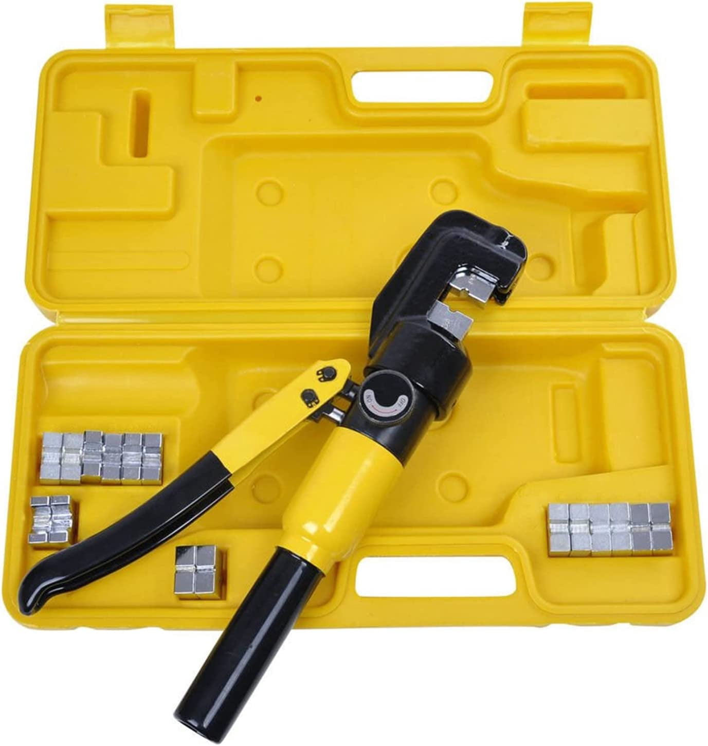 PET-U 10 Ton Hydraulic Wire Crimper Battery with 9 Dies Cable Lug Terminal Crimper Crimping Tool for Crimping Wires and Butt Connectors