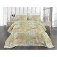 thumbnail image 2 of Ambesonne Vintage Quilted Coverlet 3 Pcs, Art Nouveau Retro Floral, King Size, Pistachio Green and Peach, 2 of 4