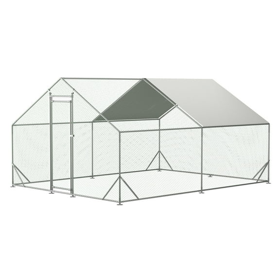 Pet Playpen Large Metal Chicken Coop, Walk-in Chicken Run,Galvanized Wire Poultry Chicken Hen Pen Cage, Rabbits Duck Cages with Waterproof and Anti-Ultraviolet Cover for Outside(10' L x 13 W x 6.56'