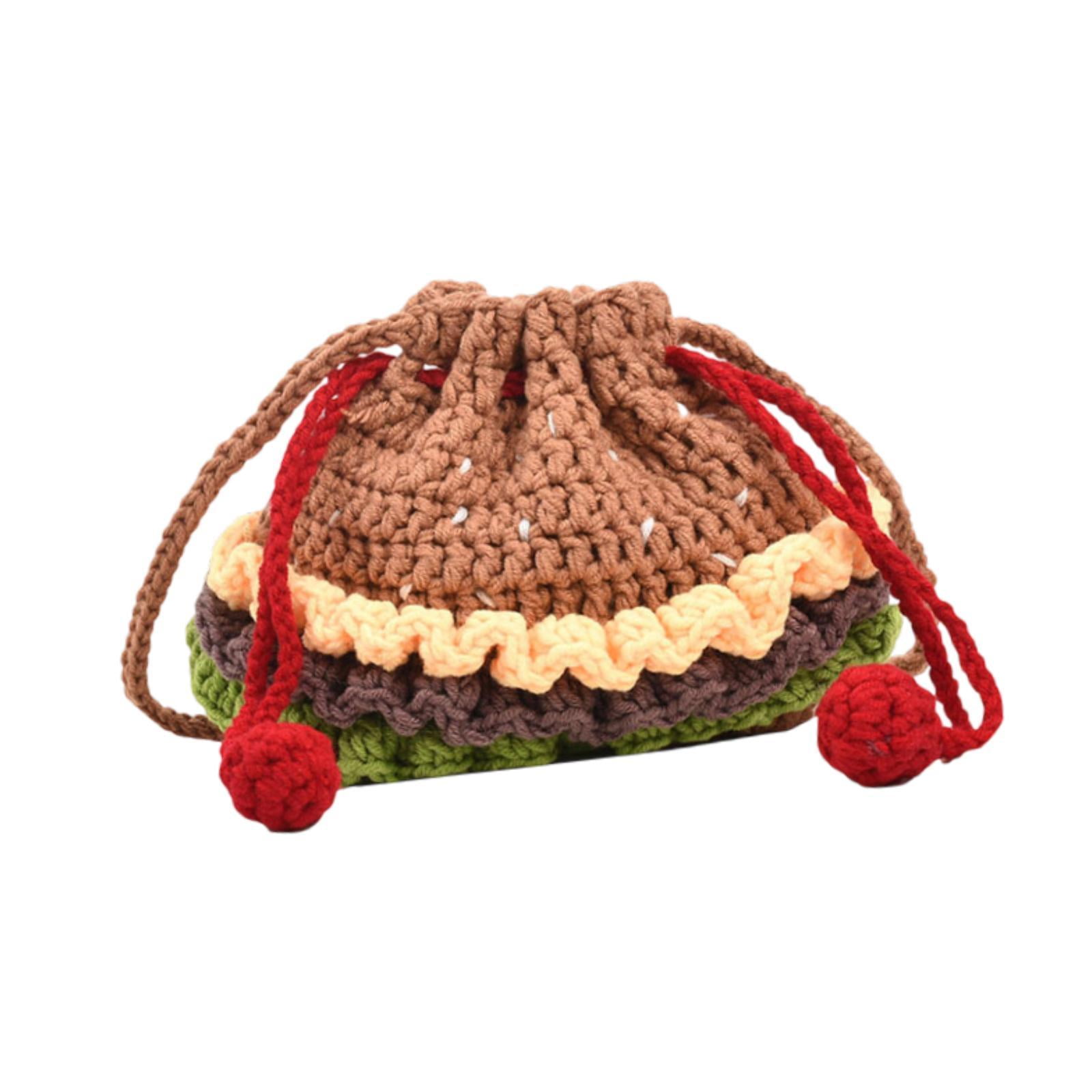 Abbraccia Crochet Shoulder Bag Handcrafted Cute Hamburger Birthday Gift Handmade Phone Bag Large