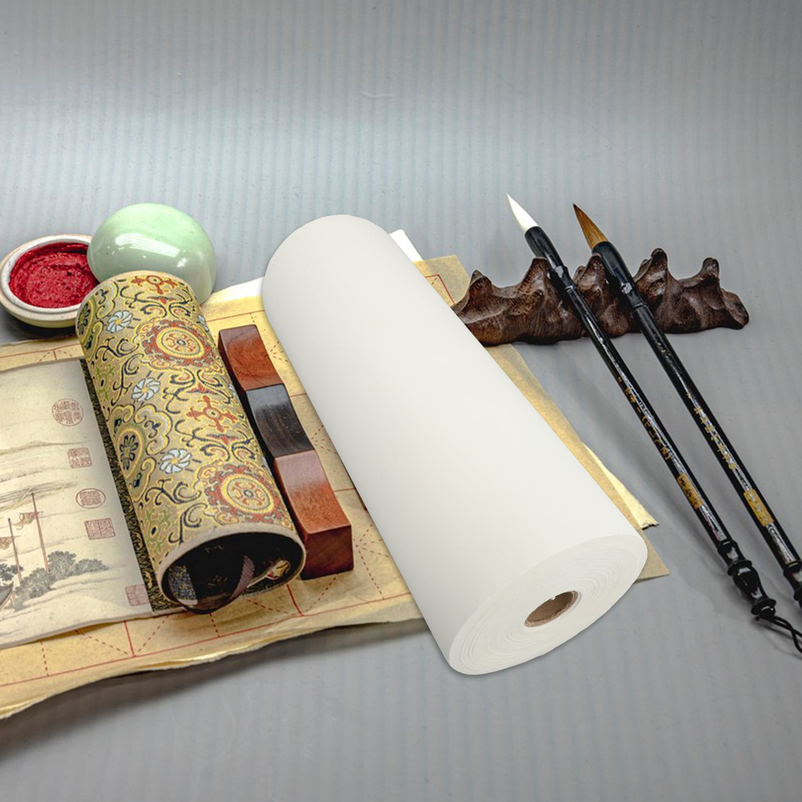LEXSOMEO 1 Roll Thick Calligraphy Paper Roll Chinese Calligraphy Paper Kids Large Drawing Paper Roll White Poster Paper Painting Craft Paper Roll for Easel (35cmx100m)