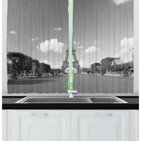 Paris Curtains 2 Panels Set Architecture Theme Design Illustration Of Roofs In Paris And Eiffel Tower Print Window Drapes For Living Room Bedroom