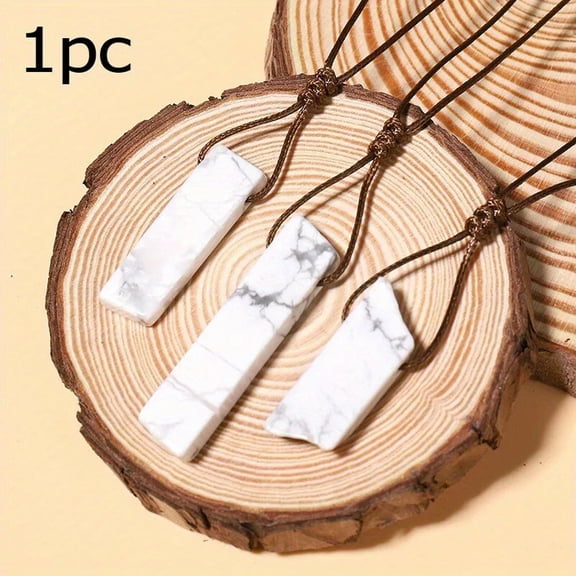 QQTDFG 1pc Handwoven Natural White Howlite Irregular Stone Crystal Pendant Necklace-default