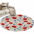 thumbnail image 2 of Red Poppy Flower Round Area Rug 4 FT, Non Slip Indoor Outdoor Rug, Blue Daisy Floral Patriotic 4th of July Washable Soft Circular Carpet Non-Shedding Floor Mat for Coffee Table Nursery Foyer Balcony, 2 of 8